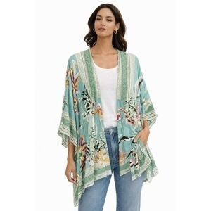 Vince Camuto One Size 100% Rayon Floral Boho Kimono Top | Lightweight Open Front